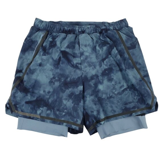Lululemon Men's Surge Bold Lines Spray Dye Shorts Size Large Running Beach Blue - Picture 1 of 13